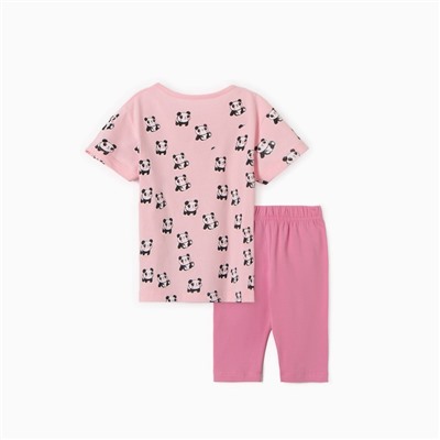 Пижама для девочки (футболка/бриджи), розовая, рост 116 см