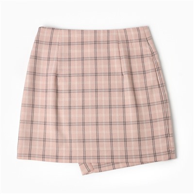 Юбка мини на запах женская MINAKU: Casual Collection, клетка розовая, размер 48