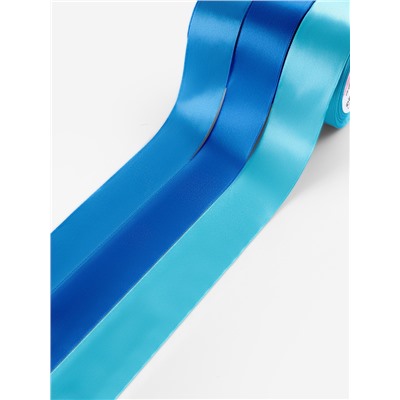 Атласная лента, набор 3 шт., 40 мм, 23±1 м, голубая, синяя