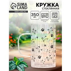 Кружка стеклянная «Кот», 350 мл