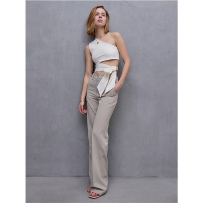 Топ с завязкой на талии женский MINAKU : Casual Collection, белый, размер 46