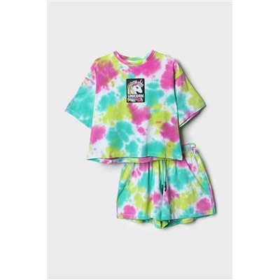 Комплект трикотажный для девочек: фуфайка (футболка), шорты PLAYTODAY, 1243353