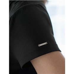 Нарядная футболка с принтом фольгой из премиального хлопка с эластаном