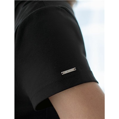 Нарядная футболка с принтом фольгой из премиального хлопка с эластаном