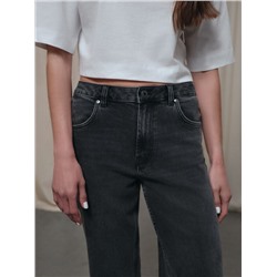 Актуальная коллекция CONTE CON-799 Чёрные джинсы straight ULTRA-LONG с эффектом потёртостей