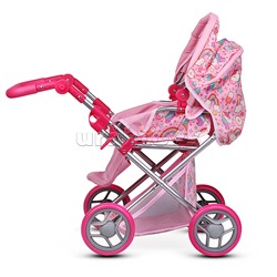 Коляска для кукол, металлическая, складная, с сумкой-переноской, корзиной и складным козырьком