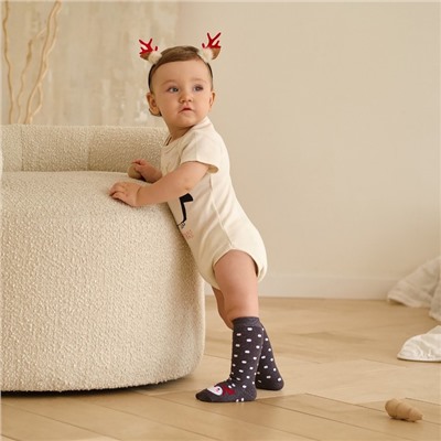 Боди детское «Крошка Я» Mery Xmas, рост 62-68 см, бежевое