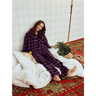 Пижама женская (рубашка, брюки) KAFTAN, размер 44-46, синяя