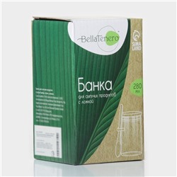 Банка для сыпучих продуктов с ложкой BellaTenero «Эко», 280 мл, 7×11 см, с бамбуковой крышкой, стекло, прозрачная