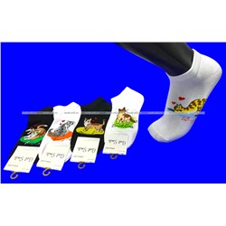 AMIGOBS носки женские укороченные с принтом "Ленивый котик" арт. 1833