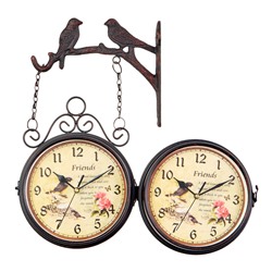 Часы настенные интерьерные «Птички», двусторонние, на подвесе, бесшумные, плавный ход, 24×40 см, циферблат d=17 см