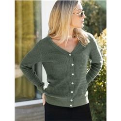 Кардиган тонкой ажурной вязки из хлопка и вискозы