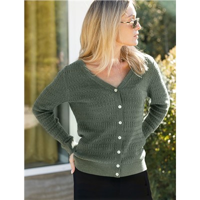 Кардиган тонкой ажурной вязки из хлопка и вискозы