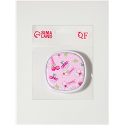 Зеркало складное «Флаконы», 7.5×7.5 см, с увеличением х2, нежно-розовое