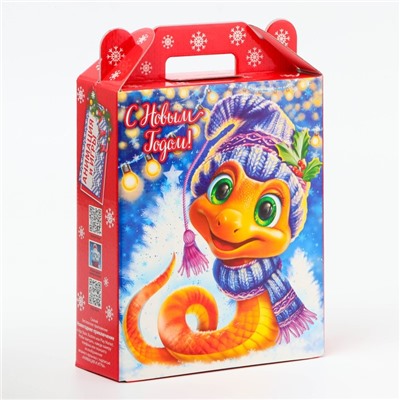 Подарочная коробка Новогодняя Подарок «Улыбка» с анимацией, для сладких подарков, 16.8×6.8×20, 9 см