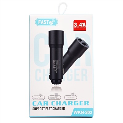 Адаптер Автомобильный FAST WKN-202 2USB/5V/3.4A (grey)