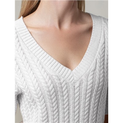 Джемпер фактурной вязки из хлопка с кашемиром