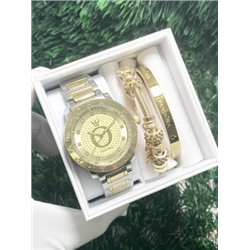 Подарочный набор для женщин часы, 2 браслета + коробка #22864414