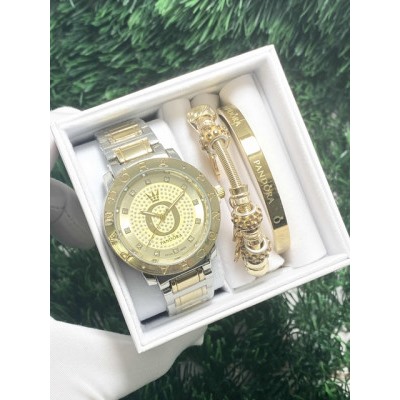Подарочный набор для женщин часы, 2 браслета + коробка #22864414
