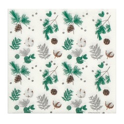 Салфетки новогодние бумажные «Веточки», двухслойные, 33×33 см, 20 шт.