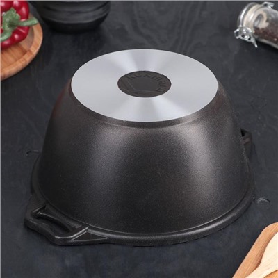 Кастрюля KUKMARA «Традиция», 3 л, 22×12.5 см, антипригарное покрытие, литой алюминий, чёрная