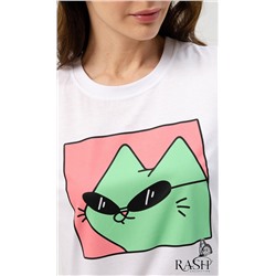 Футболка "Кот" белая