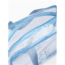 Косметичка-сумка на молнии для бассейна, с ручками, с принтом, голубая/прозрачная