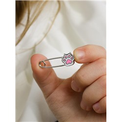 Булавка из серебра с эмалью родированная - Лапка 411035