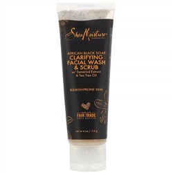 SheaMoisture, Африканское черное мыло, средство для умывания и скраб для лица, 113 г (4 унции)