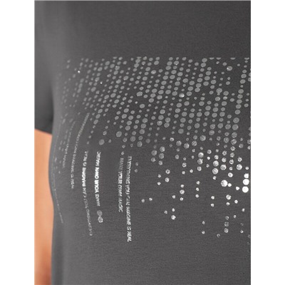 Нарядная футболка с принтом фольгой из премиального хлопка с эластаном