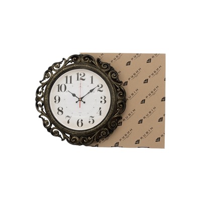 Часы настенные интерьерные «Хостон», бесшумные, плавный ход, d=40.5 см, циферблат d=26 см, чёрный, золотистый