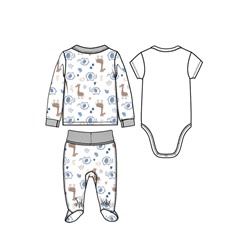 Комплект детский трикотажный для мальчиков: боди, кофточка, ползунки