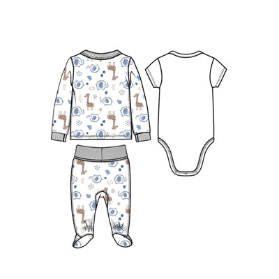 Комплект детский трикотажный для мальчиков: боди, кофточка, ползунки