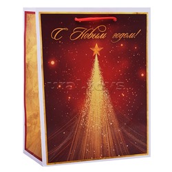 Бумажный пакет для сувенирной продукции с ламинацией,с шириной основания 17,8 cм.