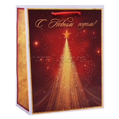 Бумажный пакет для сувенирной продукции с ламинацией,с шириной основания 17,8 cм.