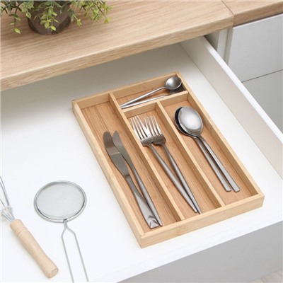 Сушилка для столовых приборов Доляна «Бамбуковый лес», 33.5×22×3 см, 4 ячейки