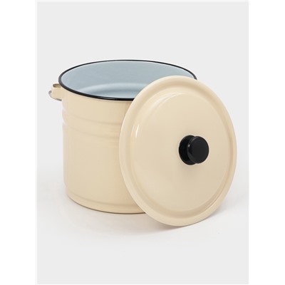 УЦЕНКА Ведро эмалированное, 10 л, без декора, с крышкой и ручкой, слоновое