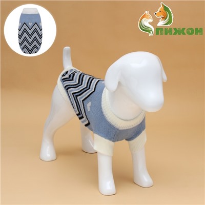 Свитер для животных «Волна», размер 2XL, ДС 34, ОШ 34, ОГ 32-51 см, голубой