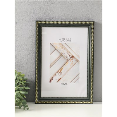 Фоторамка для фото 20×30 см «МИРАМ», пластик, зелёный, (пластиковый экран)