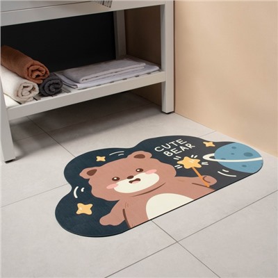 Коврик диатомитовый Доляна Cute Bear, влаговпитывающий, 49×78 см, серый
