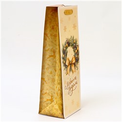 Пакет подарочный новогодний под бутылку «С новым годом!», 13×36×10 см