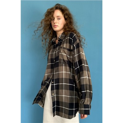 Рубашка женская  HUG077/09/Хаки, белый