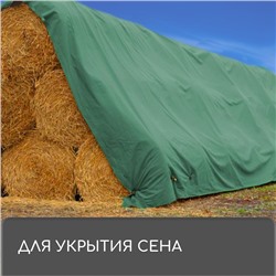 Тент защитный, 5×4 м, плотность 120 г/м², УФ, люверсы шаг 1 м, зелёный/серебристый