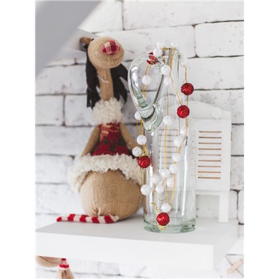 Бусы на ёлку «Шарики», длина 2 м, красный/белый