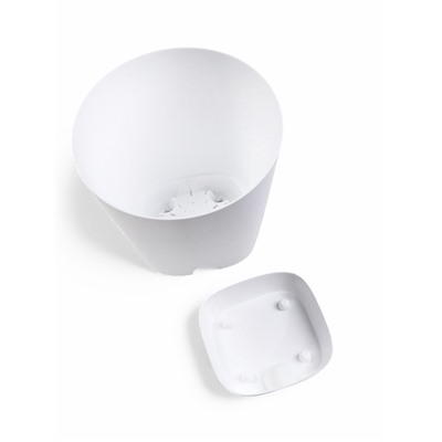 Горшок для цветов «Гранд», 8 л, d=24 см, h=25 см, пластиковый, с прикорневым поливом, белый