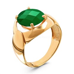 Кольцо из золочёного серебра с пл.кварцем цв.зелёный агат 925 пробы 10-426з109