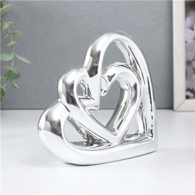 Фигурка керамика «Сплетённые сердца», серебро, 12.3×3.5×11.8 см