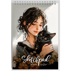 Скетчпад А4 40л на спирали "Нежность" бумага 120г 15120 Academy style