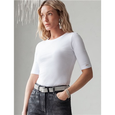 Футболка из трикотажа в широкий рубчик