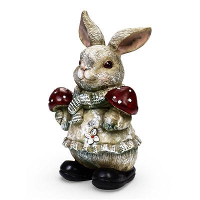 Садовая фигура из полистоуна «Зайка с грибами», 26×12×16 см